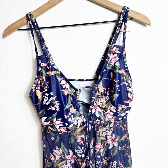 SUMMERMAE WOMEN TANKINI SIZE SMALL FLORAL BLUE PINK GREEN PRINT BRAND NEW - Picture 2 of 5
